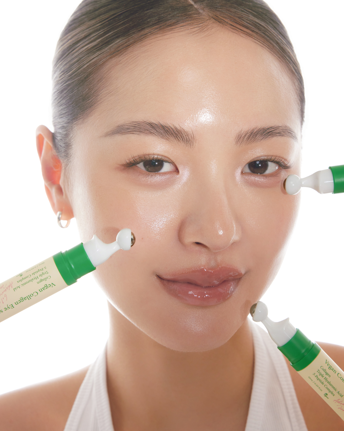 Vegan Collagen Eye Serum - K Beauty Triple Hyaluronic Acid & Peptide Collagen Serum Improve Skin Elasticity, Reduce Fine Lines & Dark Circles - Vegan Korean Skin Care Eye Cream (0.33 fl. oz.)