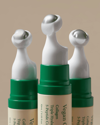 Vegan Collagen Eye Serum - K Beauty Triple Hyaluronic Acid & Peptide Collagen Serum Improve Skin Elasticity, Reduce Fine Lines & Dark Circles - Vegan Korean Skin Care Eye Cream (0.33 fl. oz.)