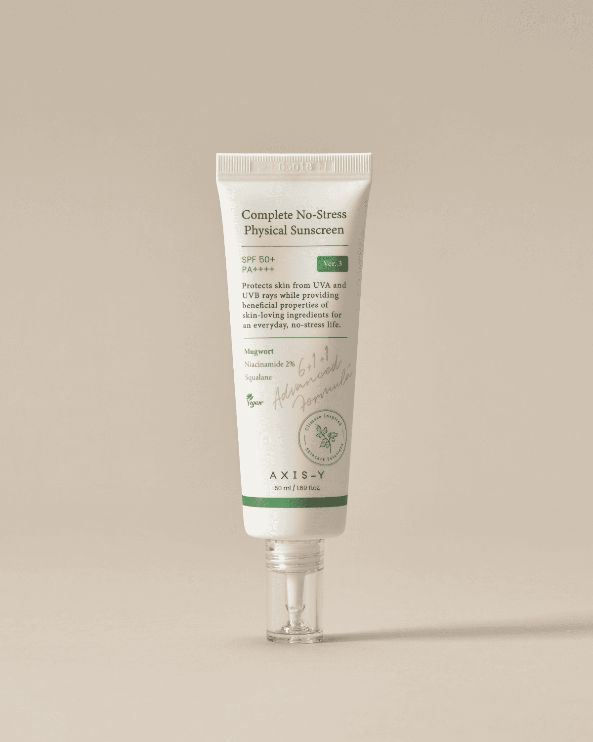 Complete No-Stress Physical Sunscreen V3 SPF 50 – Mineral Face Sunscreen with Zinc Oxide & 2% Niacinamide – UVA Protection, Lightweight Moisturizing Korean Sunscreen (1.69 fl oz)
