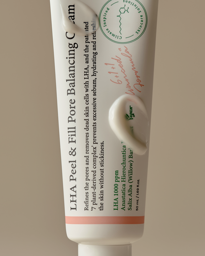 LHA Peel & Fill Pore Balancing Cream - Blackhead Remover & Pore Minimizer for Face - Vegan Korean Skin Care Face Moisturizer Cream for All Skin Types (1.69 fl. oz.)
