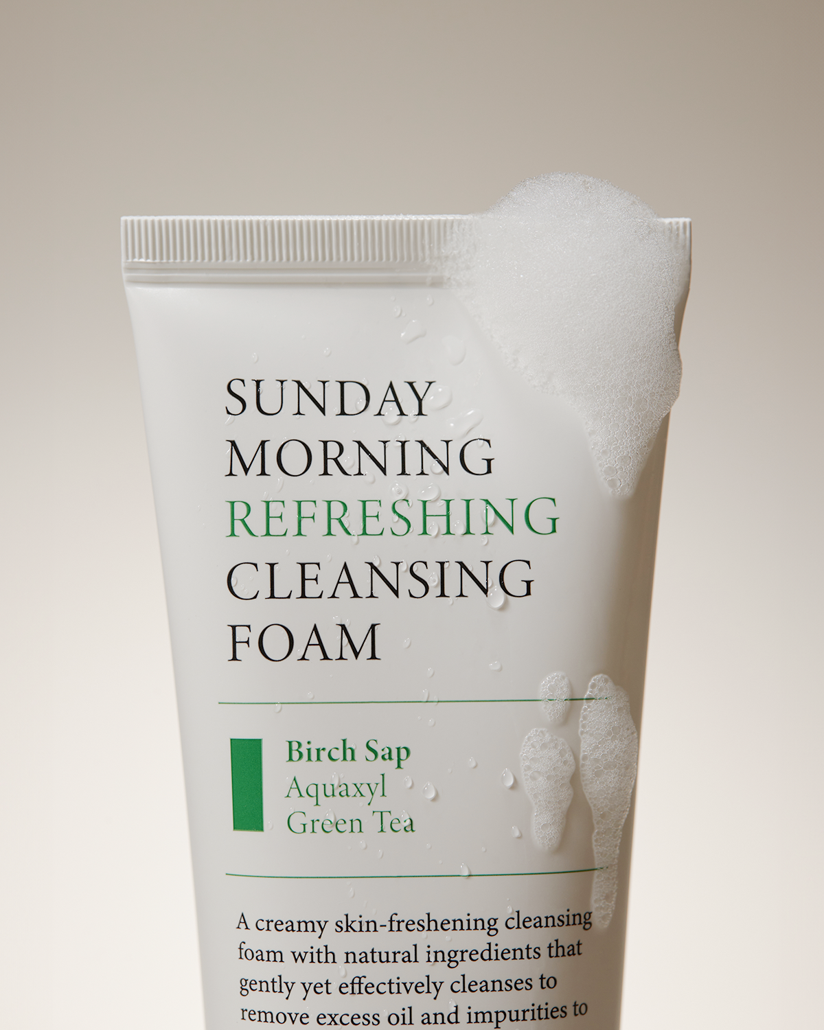 Sunday Morning Refreshing Cleansing Foam with Birch Sap - Hydrating & Soothing Gentle Facial Cleanser - Vegan Korean Skin Care Face Wash for All Skin Types (4.06 fl. oz.)